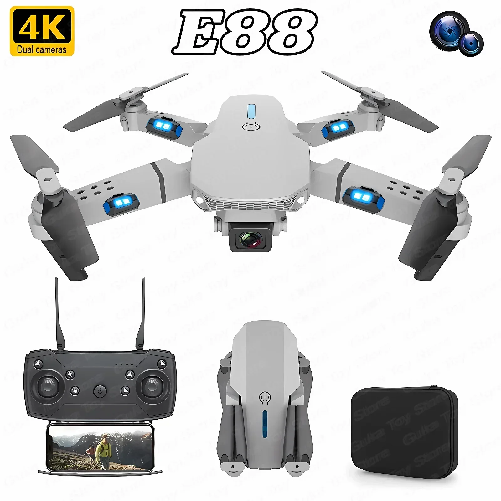 E88 Pro WIFI FPV الطائرة بدون  - مراجعة Drone Battery Box وسعره