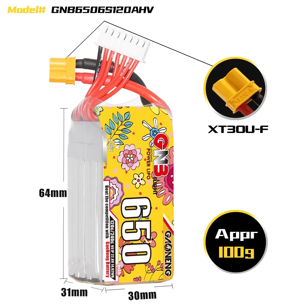 بطارية GAONENG 6S 650mAh LiHV  - مراجعة Drone Battery 6S وسعره